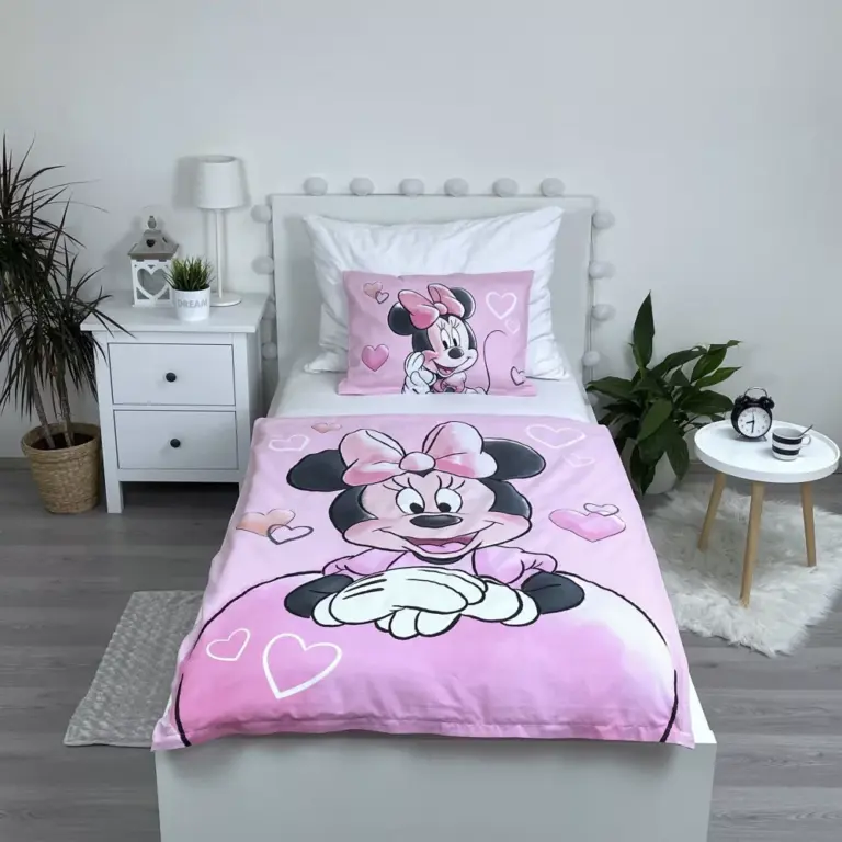 02. Minnie Mouse 'Hearts' Posteljina Bebe, 100×135 Cm