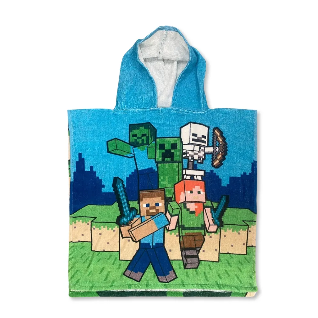 01. Minecraft Dječji Poncho Za Plažu, 55x110 Cm