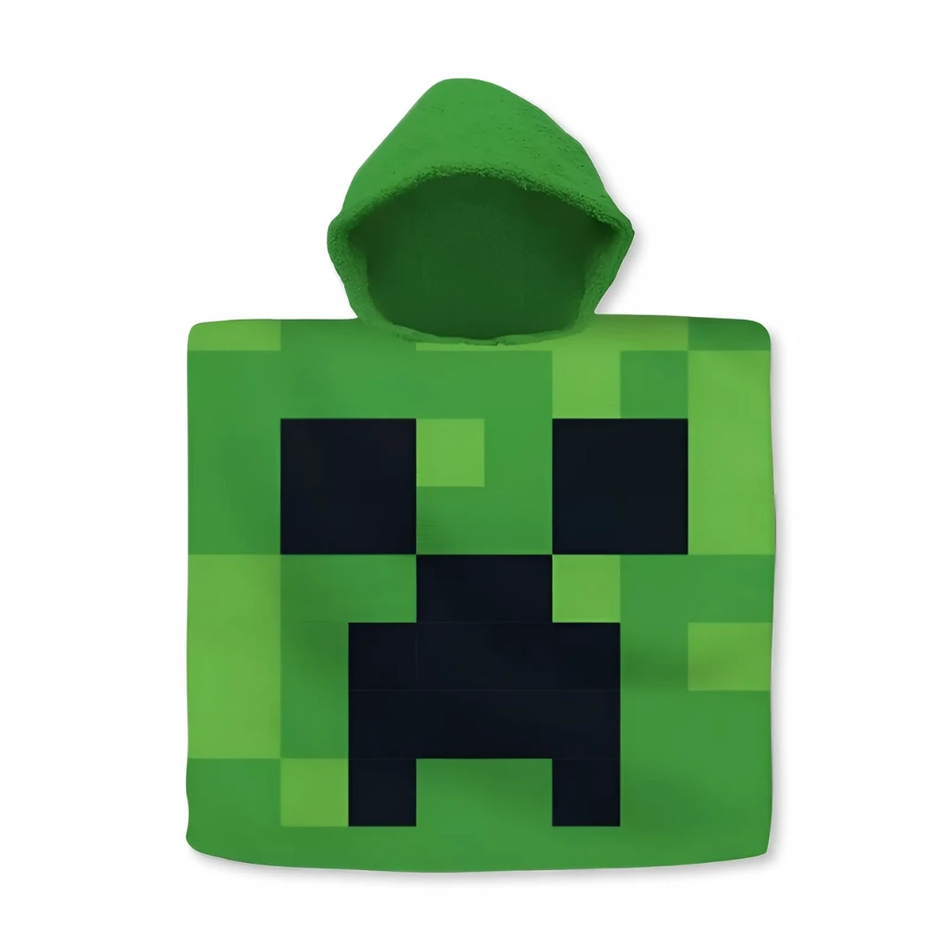 01. Minecraft 'Green' Dječji Poncho Za Plažu, 60x120 Cm