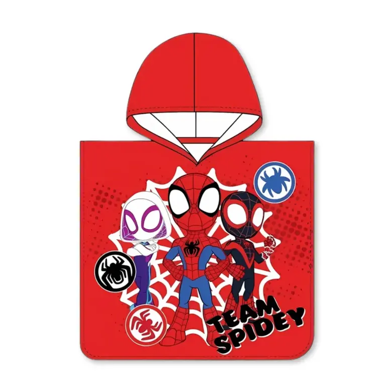 01. Spider Man 'Team Spidey' Dječji Poncho Za Plažu, 50x115 Cm
