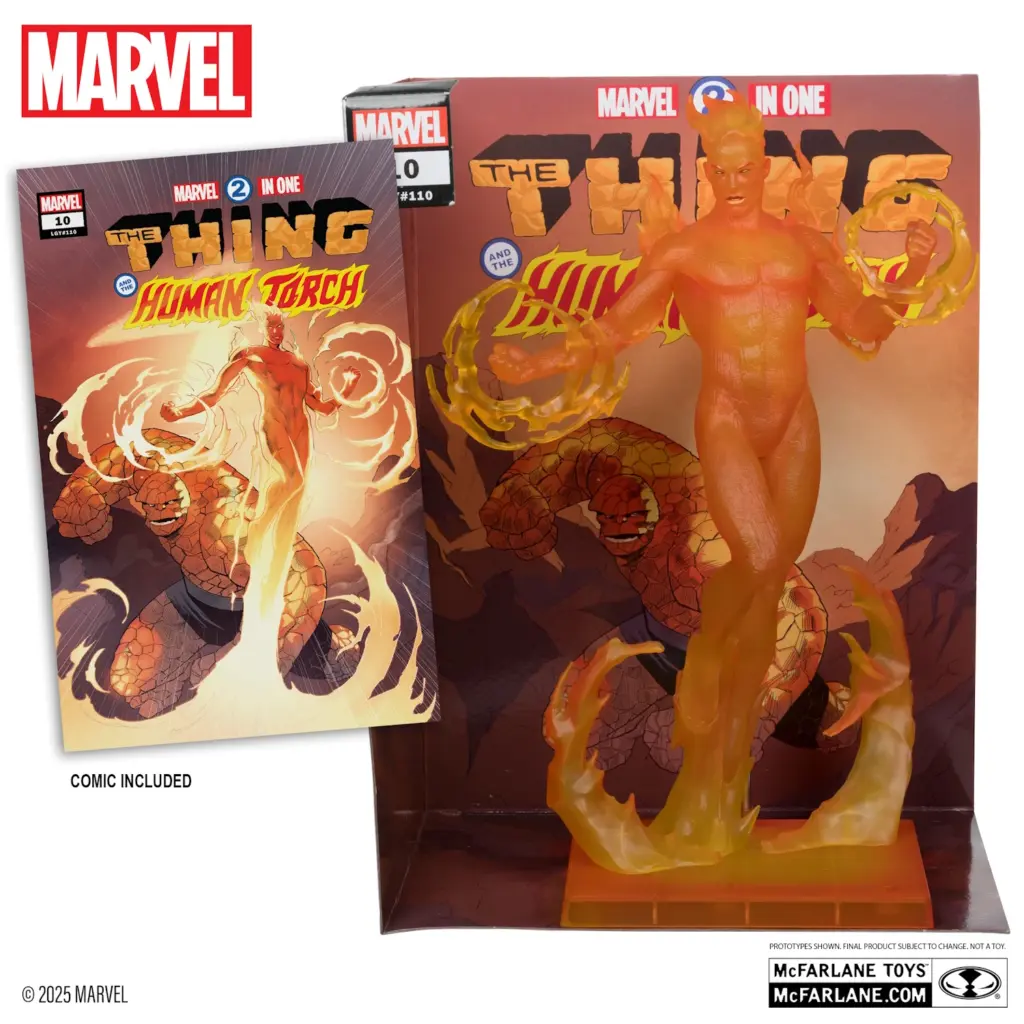 03. McFarlane Marvel Human Torch Figura, 29cm + Strip (Marvel 2 In One #10)