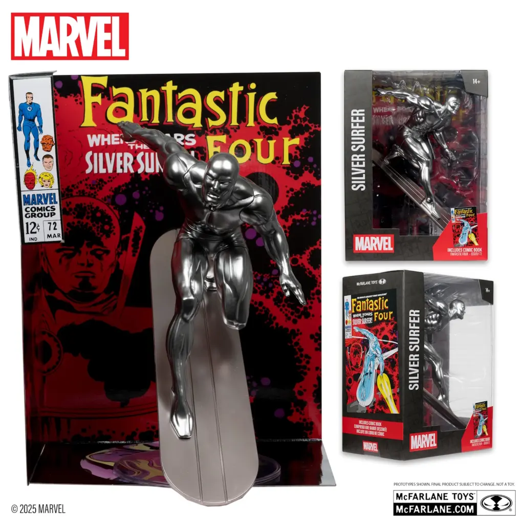 06. McFarlane Marvel Silver Surfer Figura, 25cm + Strip (Fantastic Four #72)