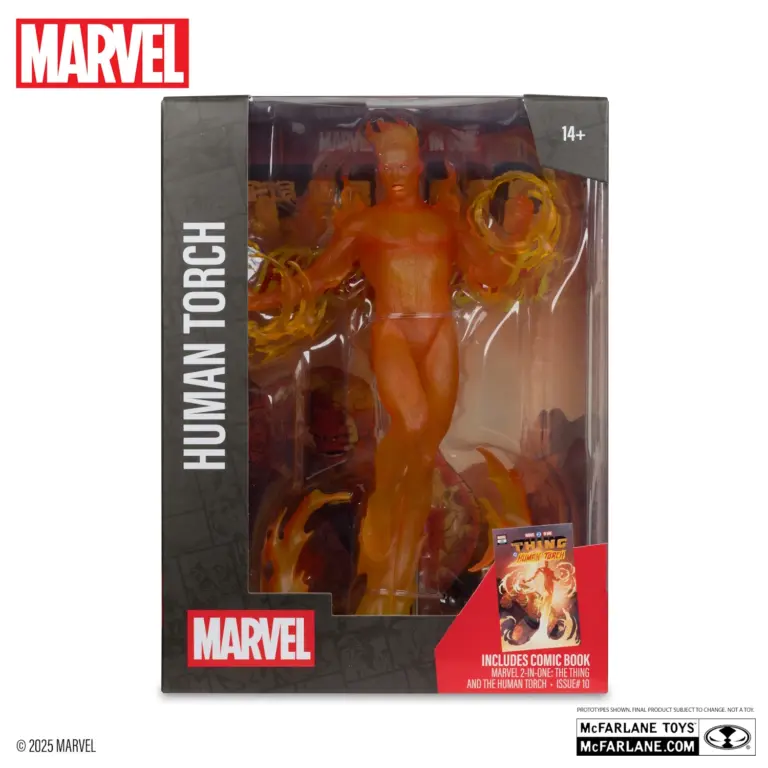 08. McFarlane Marvel Human Torch Figura, 29cm + Strip (Marvel 2 In One #10)