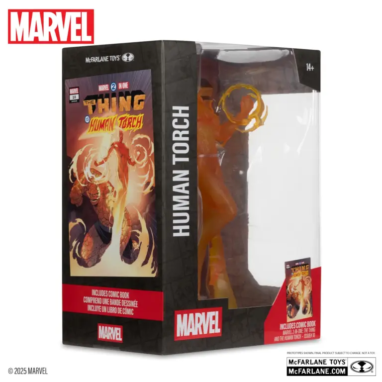 09. McFarlane Marvel Human Torch Figura, 29cm + Strip (Marvel 2 In One #10)