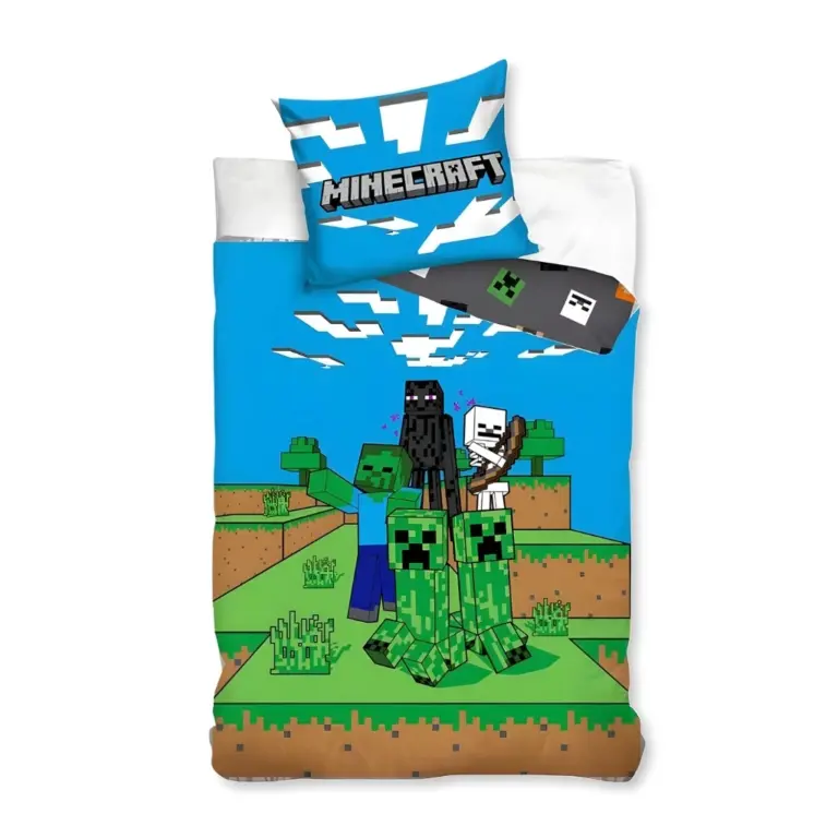 01. Minecraft 'Ambush' Dječja Posteljina, 140×200 Cm