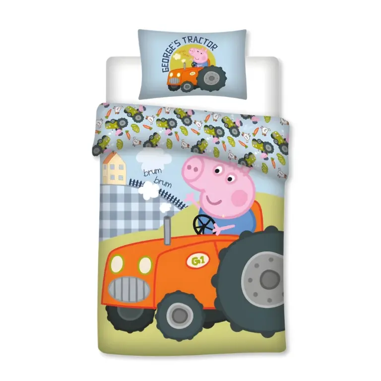 01. Peppa Pig 'George's Tractor' Posteljina Za Bebe, 100×135 Cm