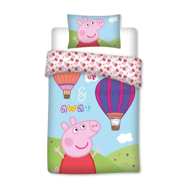 01. Peppa Pig 'Hot Air Balloon' Posteljina Za Bebe, 100×135 Cm