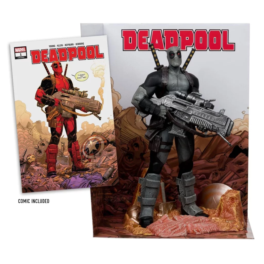 03. McFarlane Marvel Deadpool (Grey Suit Chase) Figura, 27cm + Strip (Deadpool #1)