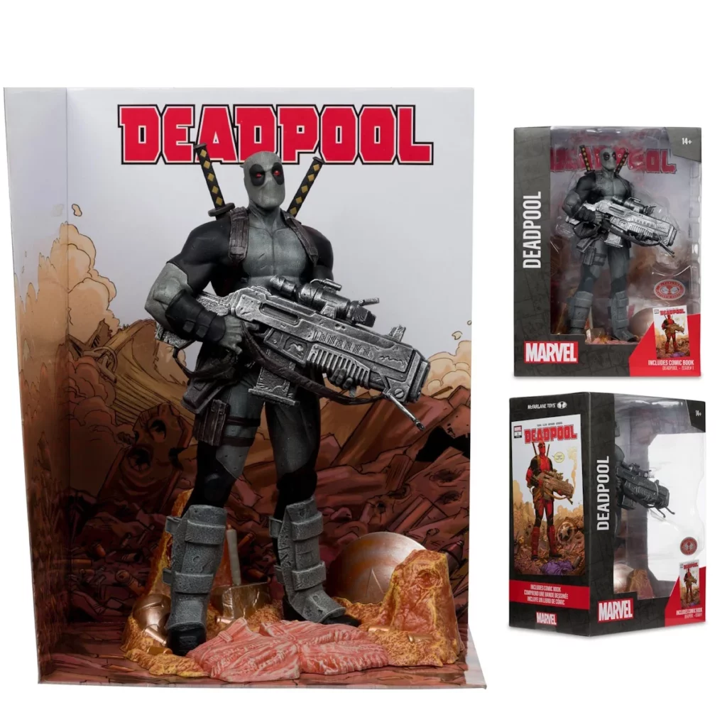 07. McFarlane Marvel Deadpool (Grey Suit Chase) Figura, 27cm + Strip (Deadpool #1)