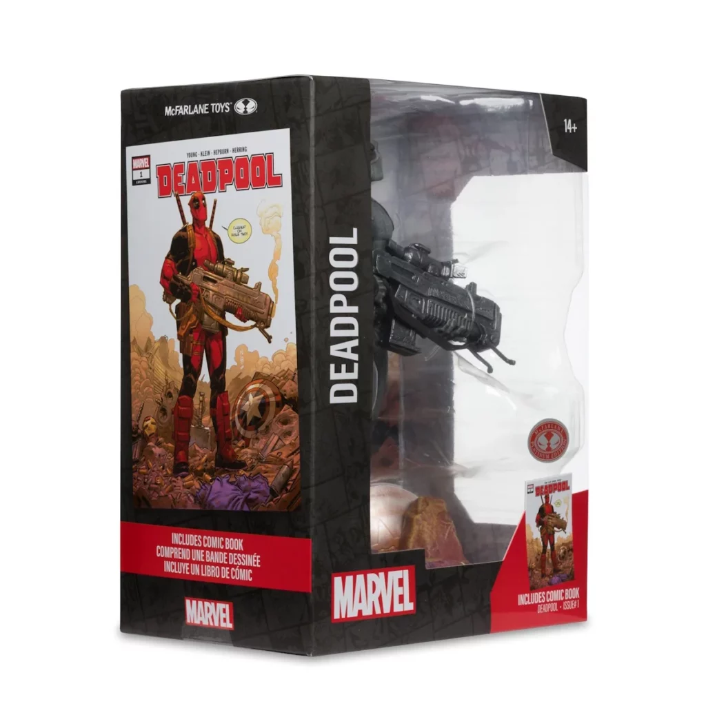09. McFarlane Marvel Deadpool (Grey Suit Chase) Figura, 27cm + Strip (Deadpool #1)