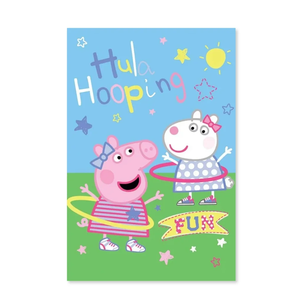 01. Peppa Pig 'Hula Hooping' Deka, 100×150 Cm