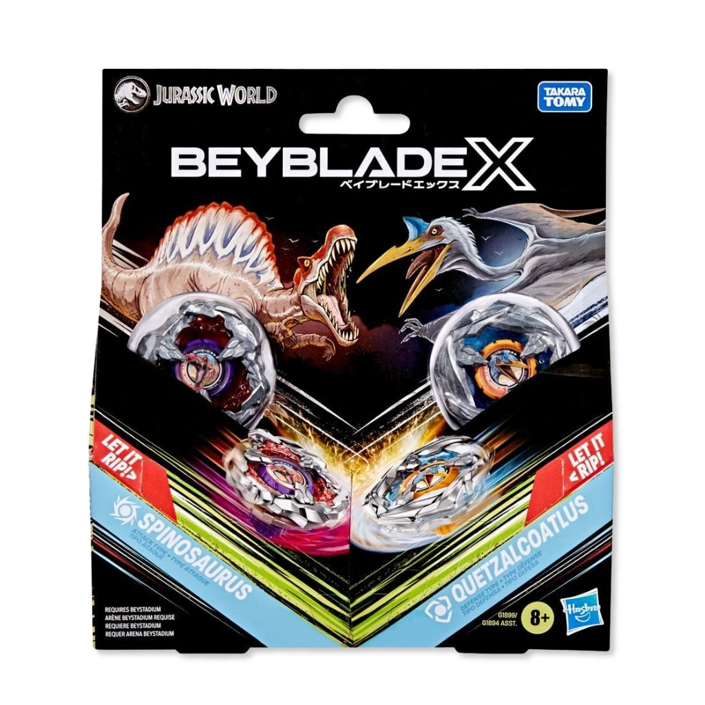 01. Beyblade X Jurassic World Spinosaurus Vs. Quetzalcoatlus Multipack Set