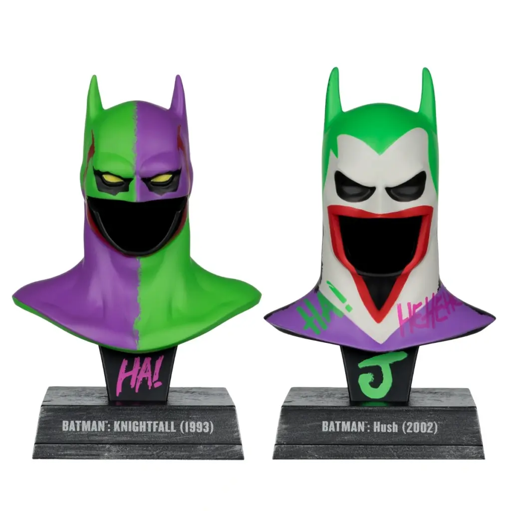 01. McFarlane Gold Label Batman Knightfall & Hush (Jokerized) Cowl Replicas