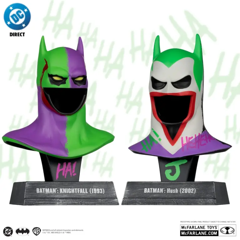 03. McFarlane Gold Label Batman Knightfall & Hush (Jokerized) Cowl Replicas