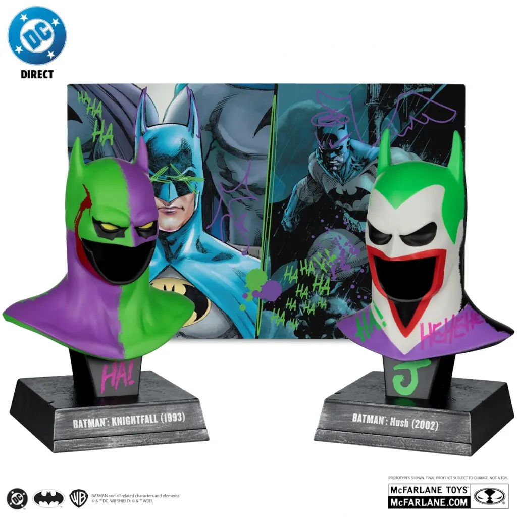 04. McFarlane Gold Label Batman Knightfall & Hush (Jokerized) Cowl Replicas