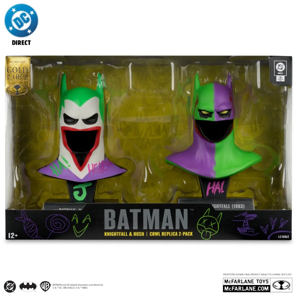 05. McFarlane Gold Label Batman Knightfall & Hush (Jokerized) Cowl Replicas