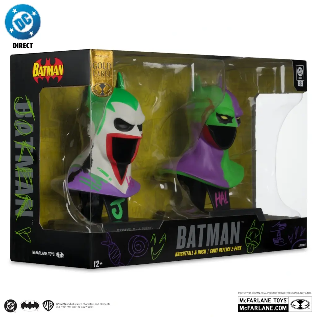 06. McFarlane Gold Label Batman Knightfall & Hush (Jokerized) Cowl Replicas